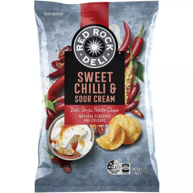 Red Rock Deli Sweet Chilli and Sour Cream Potato Chips Pack 165g