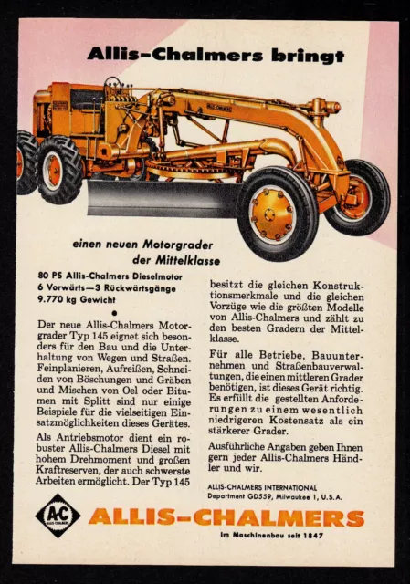 3w3758/ Alte Reklame von 1959 – Allis-chalmers – Milwaukee