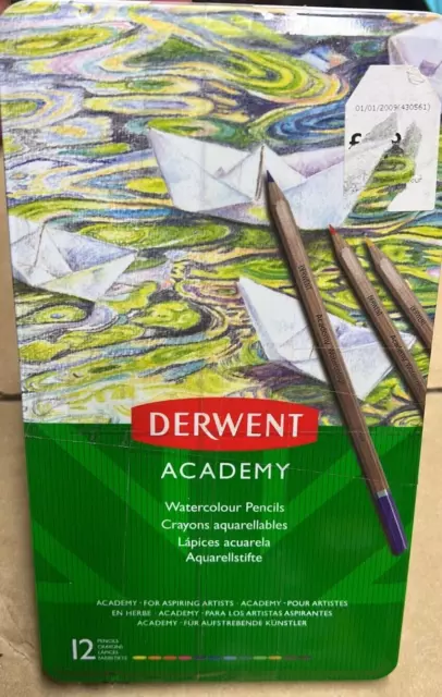 12 x Derwent Academy Watercolour Pencils - crayons aquaellables Watersoluble - C