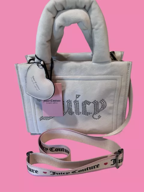 Juicy Couture Velour Angel White Extra Spender Mini Tote Bag Purse NWT