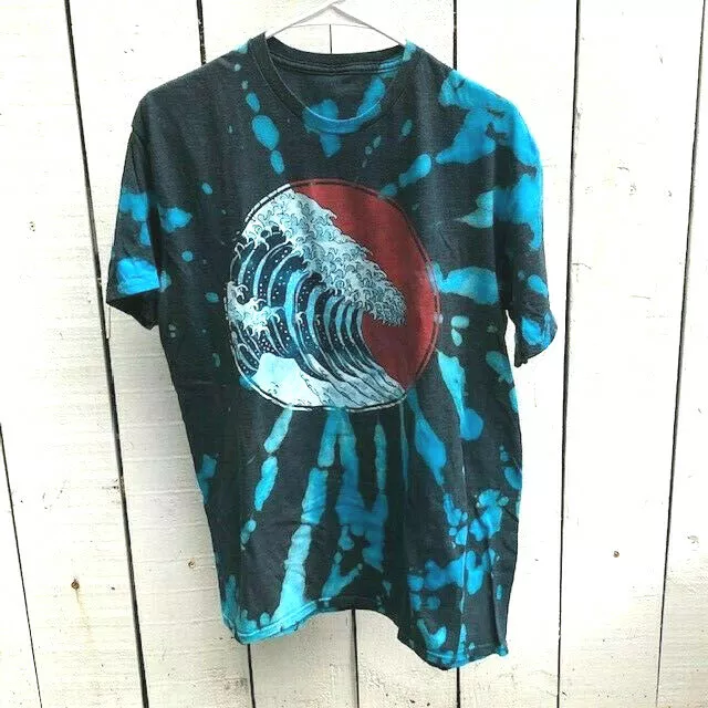 Large Men's 1 of 1 Custom Tie Dye Tshirt 'Great Wave' Tee