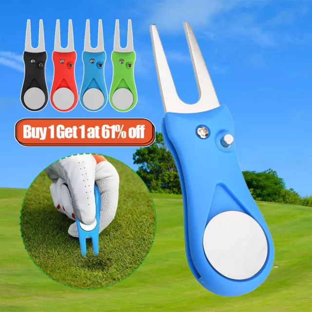 Golf Divot Repair Tool with Ball Marker Pitch mark Switchblade Golf Accessories