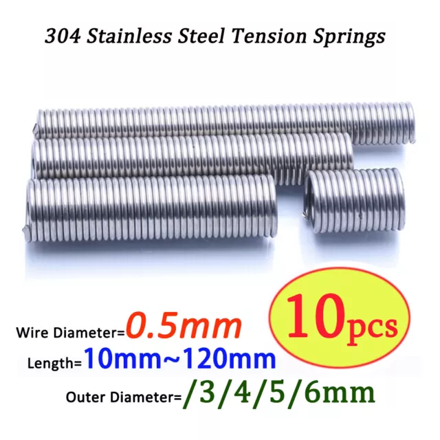 10pcs Pipe Guard Tension Spring Extension Stainless Steel 0.5mm Hookless Ring