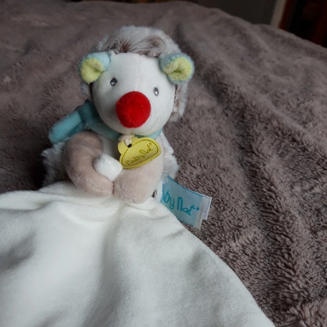 DPD/ DOUDOU BABY NAT' HERISSON Gaston  BLEU VERT MOUCHOIR BLANC ESCARGOT  tbe 4