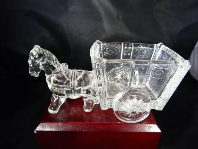 Vintage Victory Glass Jeannette PA Miniature Donkey & Cart Toy Candy Container 5
