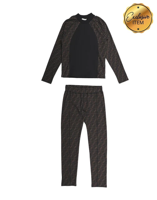 RRP €770 FENDI KIDS Jersey Ski Overal Size 12Y Logo Pattern Made in Italy
