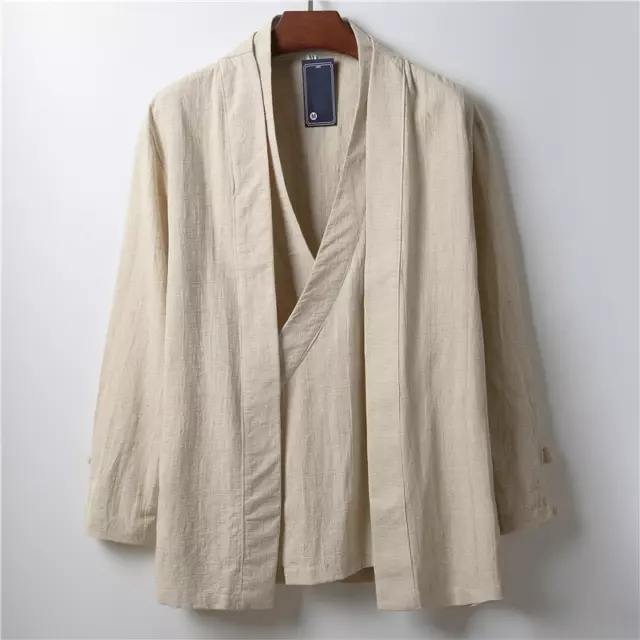 CHINESE STYLE MENS Cotton Linen Hanfu Cardigan Kung Fu Japanese Kimono ...
