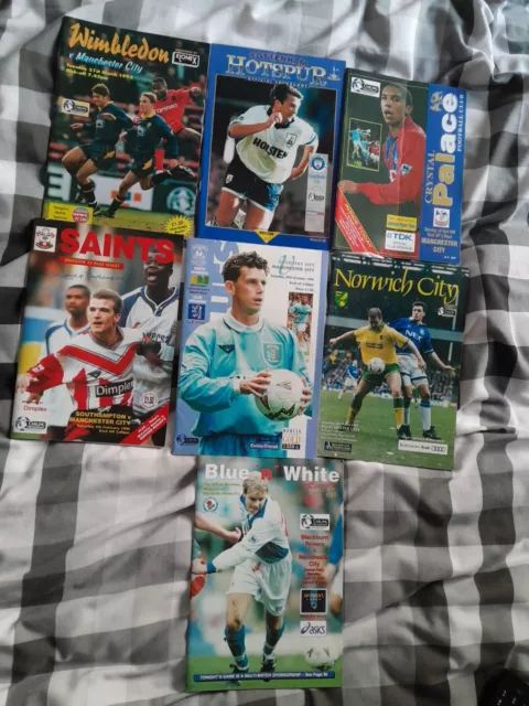 7 Manchester City Away programmes 1994/95