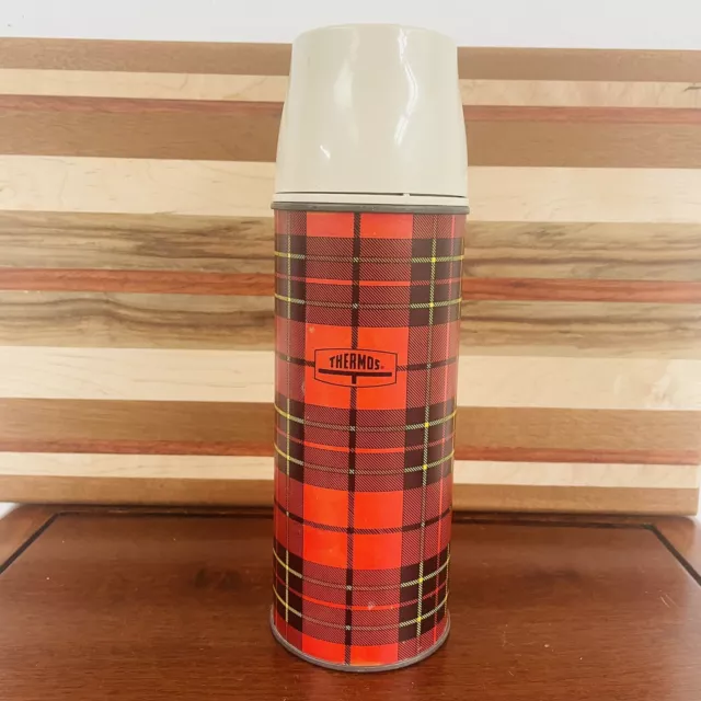 1964 King-Seeley Red Plaid Thermos Bottle No.2242