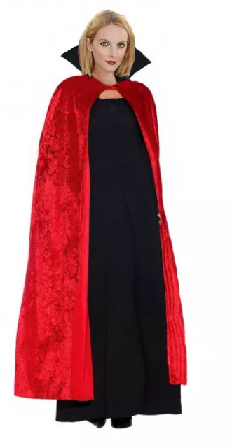 Mens Ladies Red Devil Long Cape Vampire Demon Halloween Fancy Dress Medieval New