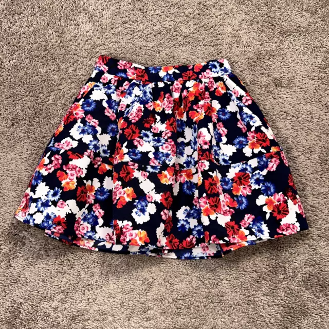 Express Skirt Womens 4 Colorful Floral Print Lined High Waisted Pleated Mini