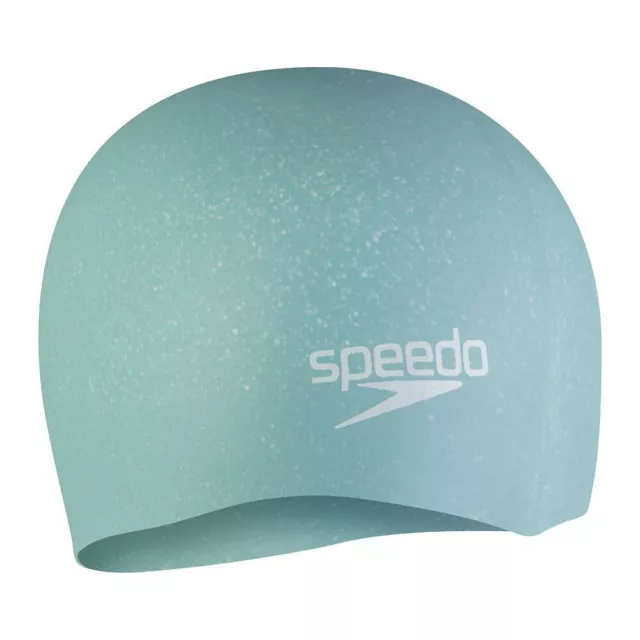 Speedo Recycled Plain Moulded Silicone Swim Cap - Sage/White Speckle , Silicon S