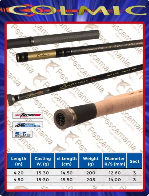 Canne à Pêche Anglais Colmic Real Xxt Superior Class 15-30 Gr 4,20 MT 2