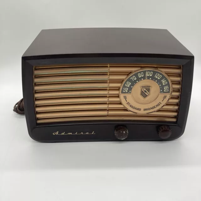 ADMIRAL VINTAGE AM Radio 6A22 Brown Bakelite Powers On Tunes In Sounds ...