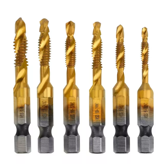 6X Drill Bit Set Titanium Coated HSS High Speed Steel Hex Shank Quick Change New