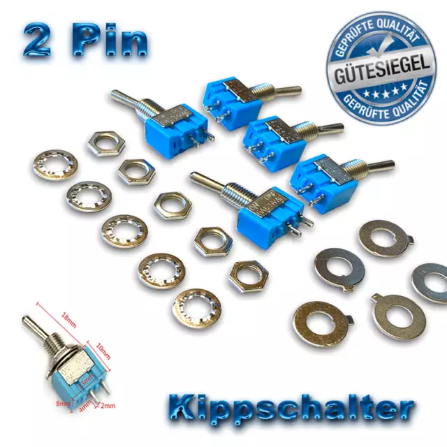 ✅ Ein Aus Mini Kippschalter 2 Position Schalter On Off DIY AC 12V 6A 2Pin 250V ✅