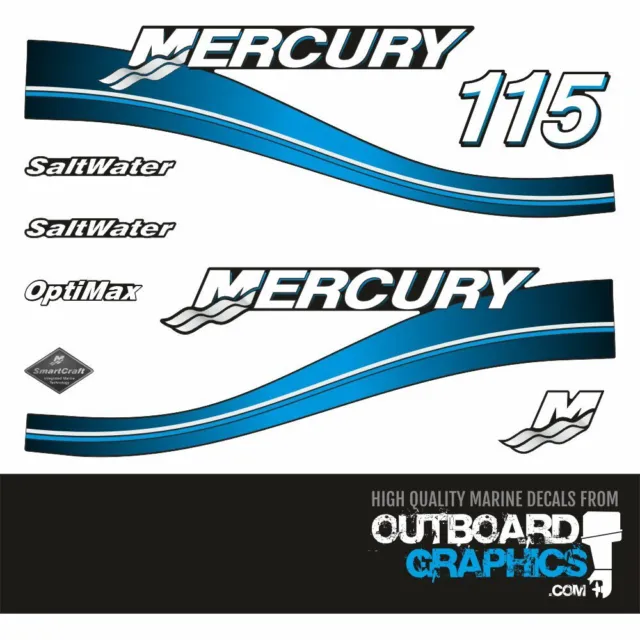 Mercury 115hp saltwater Optimax 2stroke outboard engine decal/sticker kit (2004)