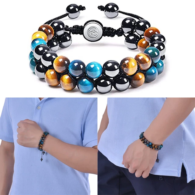 Bracelet de perles rondes en oeil de tigre AAAA 8mmBI