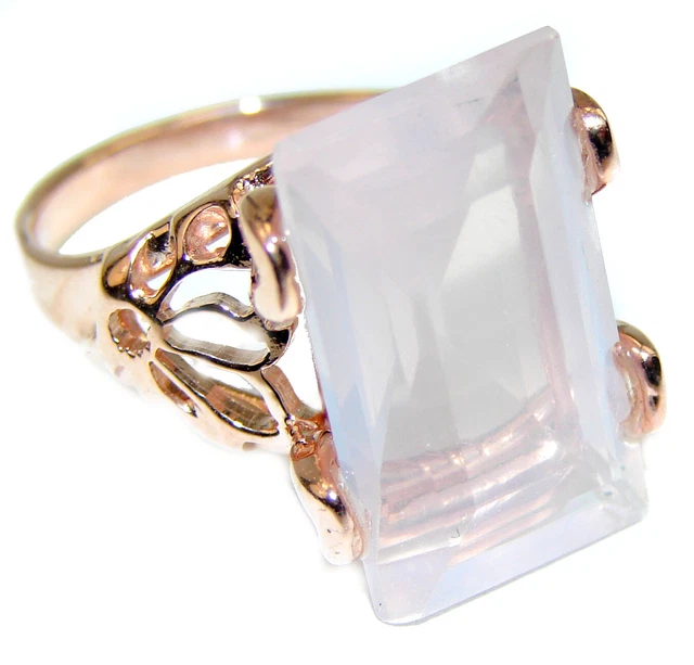 10.2 carat Rose Quartz 18K Gold over .925 Sterling Silver brilliantly handcrafte