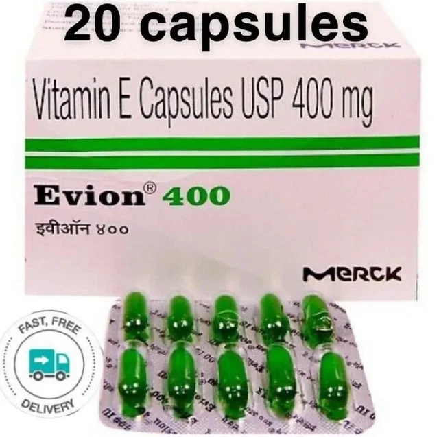 20 X VITAMIN E Evion 400mg Capsules for Glowing Face Strong Hair Nails