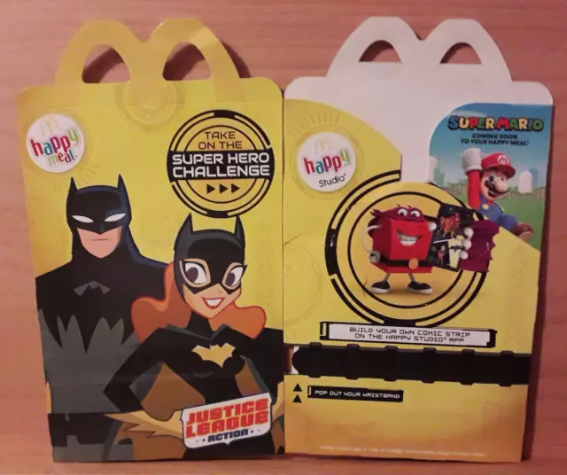 U.K McDonalds happy meal empty box Justice league bat man /bat girl 2018