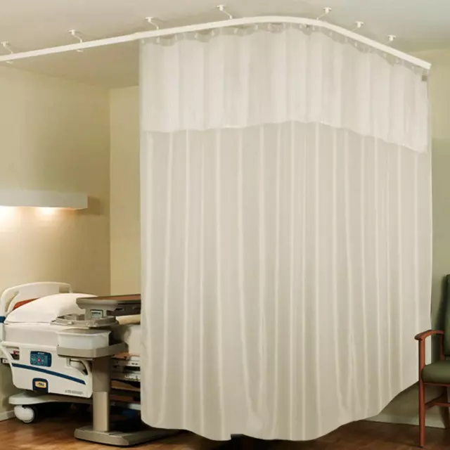 Hospital Curtain White Curtain Zig Zag ICU 2 Panel Partition Net with 8 Eyelets