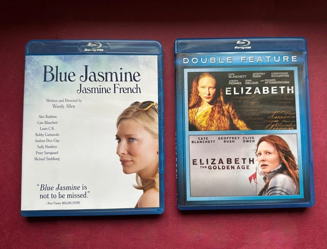 LOT OF 2 Cate Blanchett Blu-Rays: Blue Jasmine/Elizabeth/Golden Age