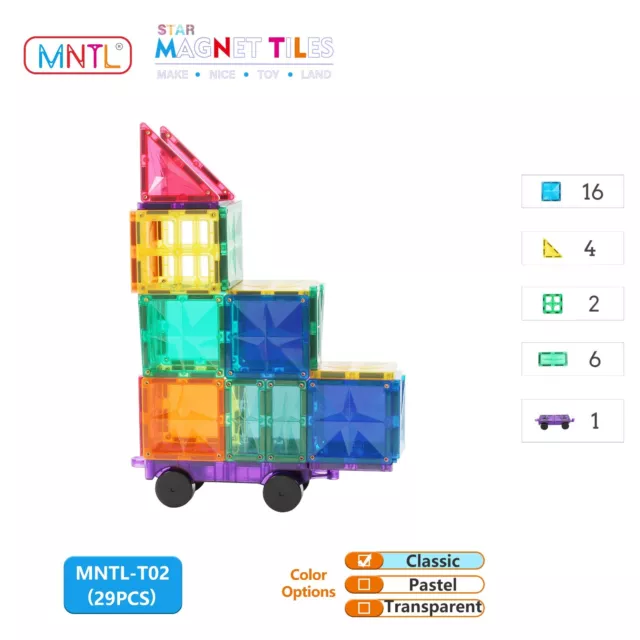 MNTL Educational Toys 3d Magnetic Construction Tiles Building Blocks Children