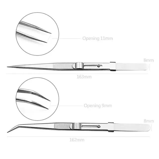 Professional Stainless Steel Tweezers Jewelry Fixed lock for DIY Diamond Gem