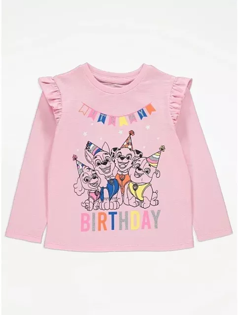 Paw Patrol Pink It’s My Birthday Long Sleeve Top 2-3 Years New George At Asda