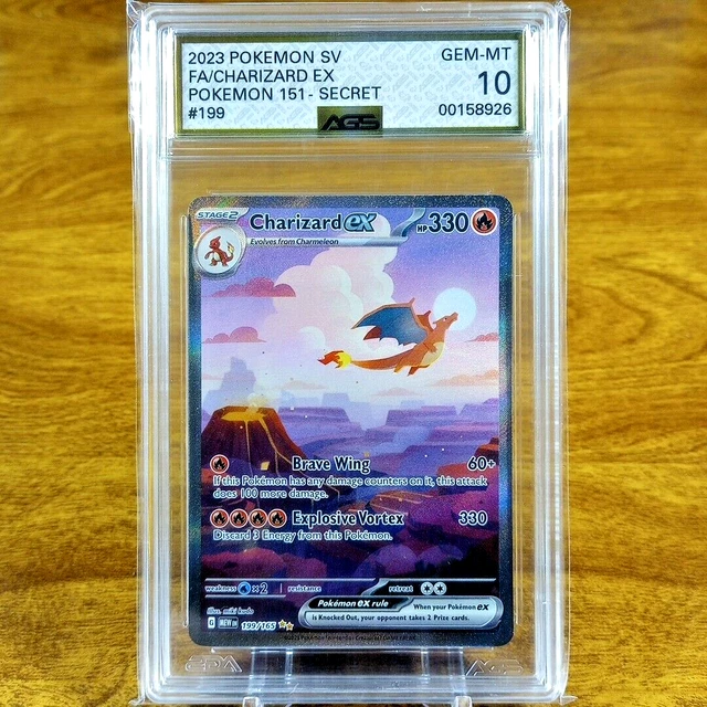 POKEMON SV 151 Secret Charizard EX 199/165 AGS Gem-MT 10 FA SIR Holo ...