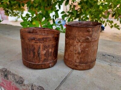 Vintage Original Iron Grain Measurement Pot Hand Forged Old work Kitchenware 2Pc