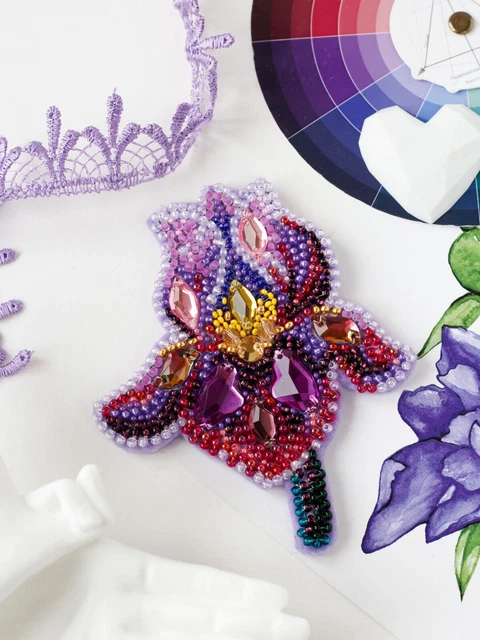 "Hágalo usted mismo Kit de fabricación de joyas Broche alfiler ""Iris de amatista"" Broches hechos a mano Cuentas