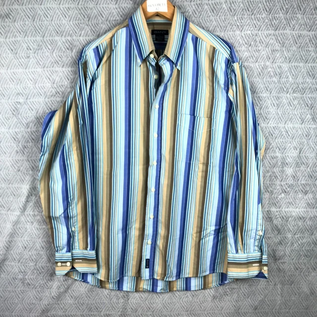 Chemise Homme Gant La Bretonne Regular Fit - Bleu à Rayures (Pinstripe) - Taille M - Coton - Occasion Très Bon état