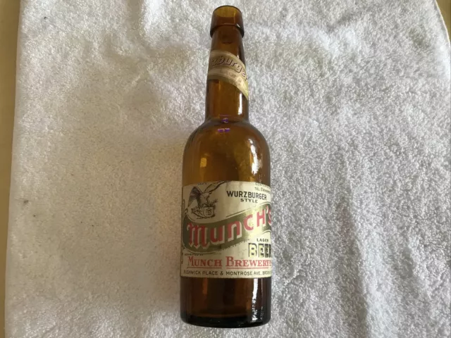 Munch’s Lager Beer Vintage Paper Label Bottle, Würzburger, Brooklyn N.y.