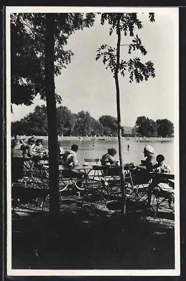 Ansichtskarte La Tène, Marin-Neuchatel, Plage, Cafe am Ufer 1930