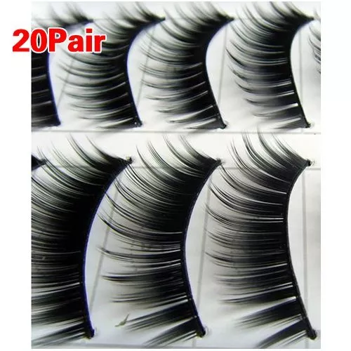 20 pares negro grueso maquillaje larga Natural pestañas falsas  #149