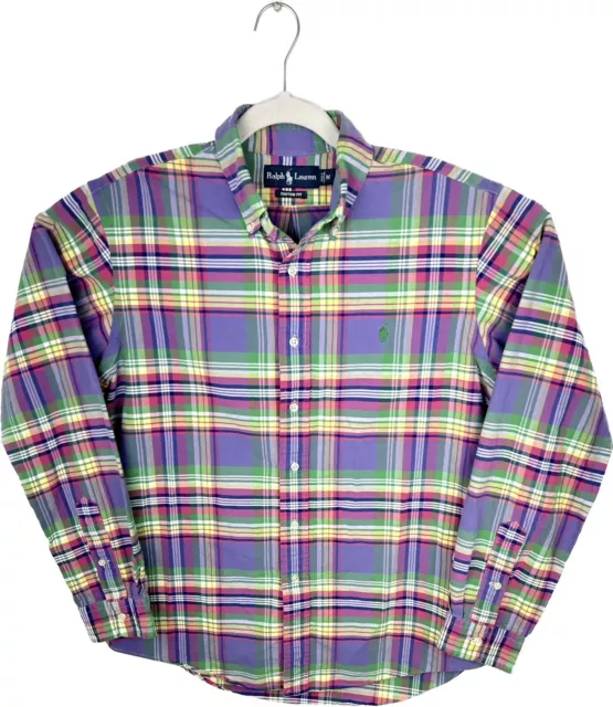 Polo Ralph Lauren Custom Fit Oxford Button Down Shirt Men's Medium M Plaid Logo