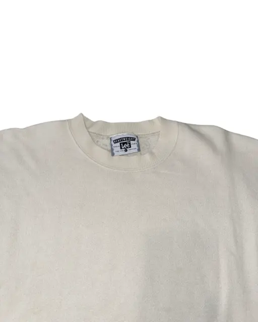Vintage 80s/90s Lee Cream/Off White Crewneck Sweatshirt Large Made in USA