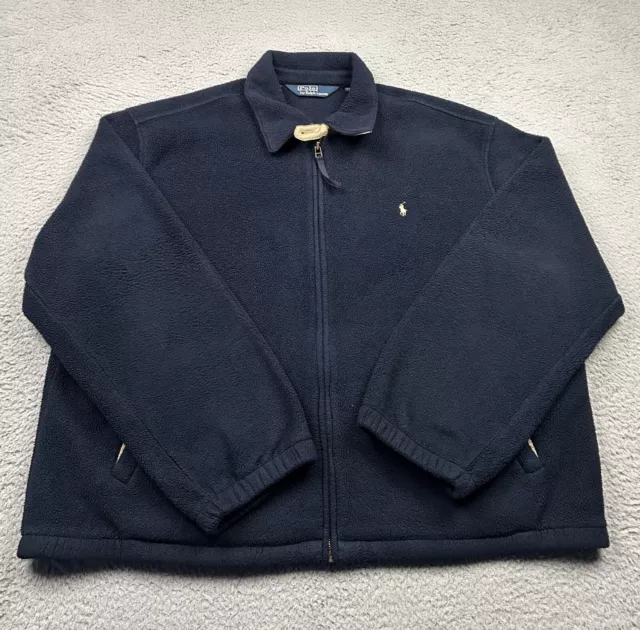 VTG FADED POLO Ralph Lauren Full Zip Fleece Jacket Men’s Blue Polartec ...