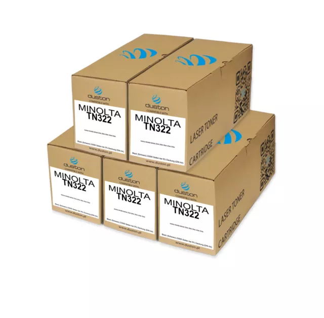 Toner noir compatible avec Konica minolta bizhub 224e 2 - 5x TN322, A33K050