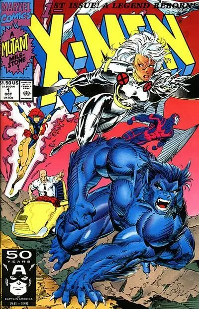 X-MEN (Vol. 2) #1A F/VF, Beast, Jim Lee, Direct, Marvel Comics 1991 Stock Image