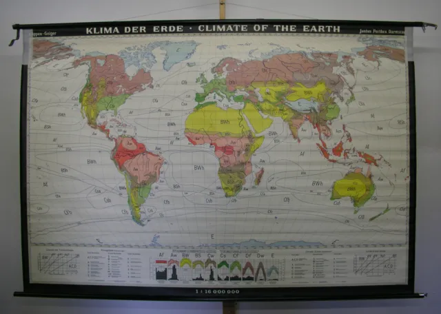 School Wall Map Wall Map Climate Map World Map 211x143 Vintage Climate Map 1976