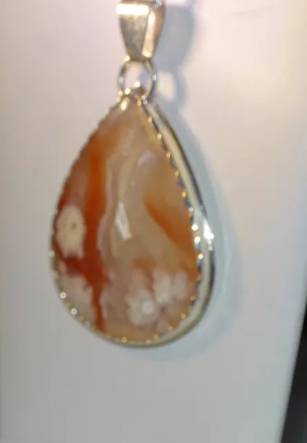 Handmade Pear Shape Turkish Agate Pendant Set In Sterling Silver..gorgeous 2