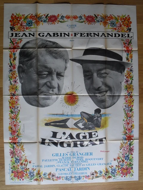 AGE INGRAT jean gabin fernandel affiche cinema originale 160x120 cm '64