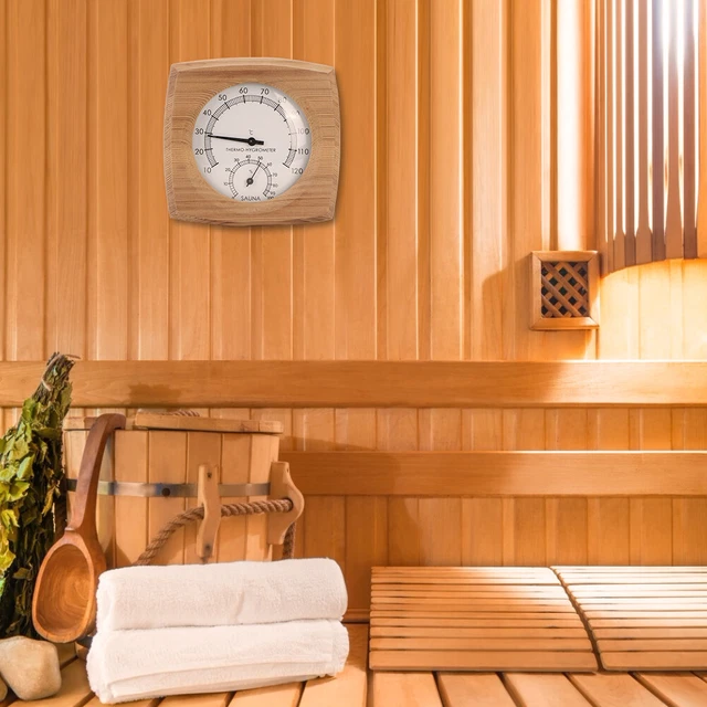 2 In-1 Indoor Wood Thermo Hygrometer Thermometer Hygrometer Steam Room ZU
