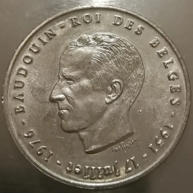 Monnaie BELGIQUE 250 francs BU 1976 FR ARGENT BAUDOUIN BELGES - Tranche étoilée