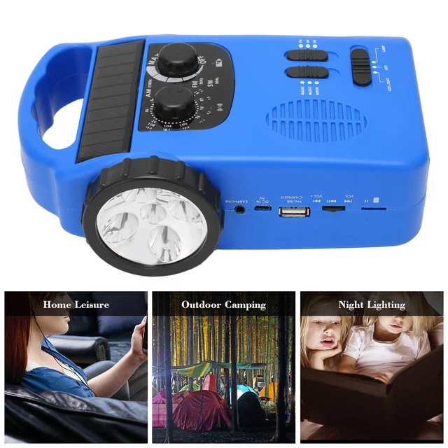 Radio Urgence Solaire/manivelle - Lampe Torche, Powerbank 2000mAh, SOS - Pour Camping