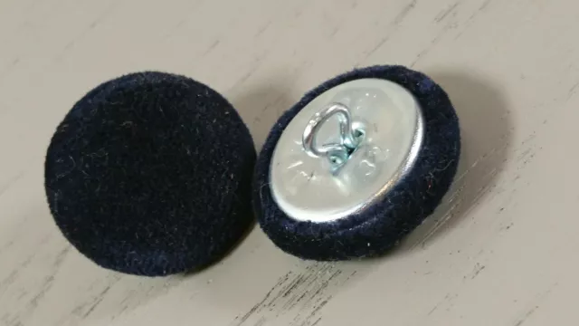 Dark Blue Velvet Fabric Buttons, 10mm, 16mm, 18mm, 20mm, 23mm, 25mm, 31mm, 37mm