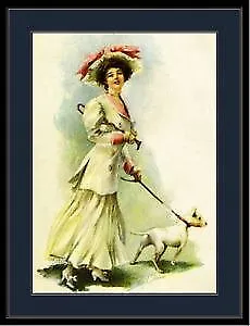 95872 English Bull Terrier Dog & Lady Picture Wall Print Poster UK